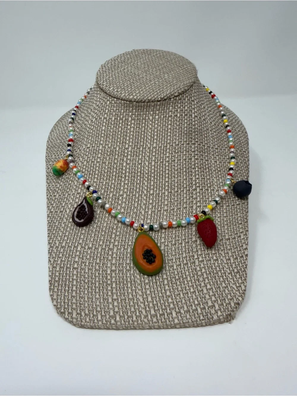 Handmade Summer Colorful Fruit Charm Beaded Necklace - Multicolor